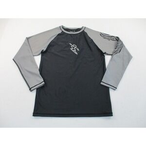 DaHui Rash Guard Mens Medium Black Grey Tribal Graphic Long Sleeve Swim Shirt